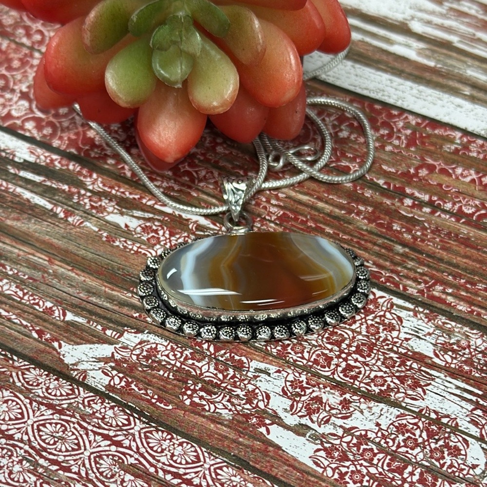 Botswana Agate Silver Necklace - image 2
